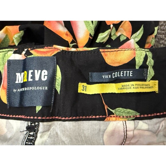 Anthropologie Maeve Women's The Colette Wide Leg Crop Pants Black Peach Size 31 - Picture 7 of 9